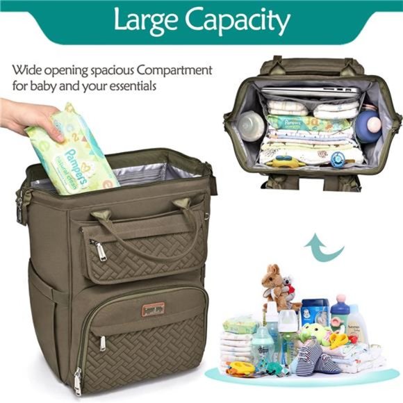 Diaper Bag Backpack, BabbleRoo Multifunction Large Baby Bags with Changing Pad - Picture 3 of 6